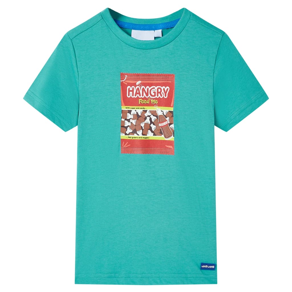 T-shirt infantil com mangas curtas menta-escuro 140