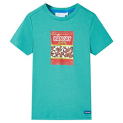 T-shirt infantil com mangas curtas menta-escuro 140