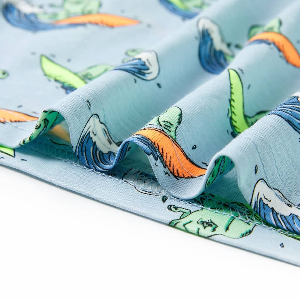 Pijama de manga curta para criança azul-claro 140