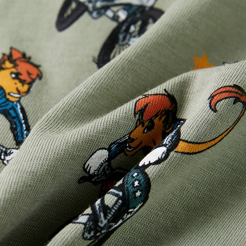 Pijama de manga curta para criança caqui-claro 140