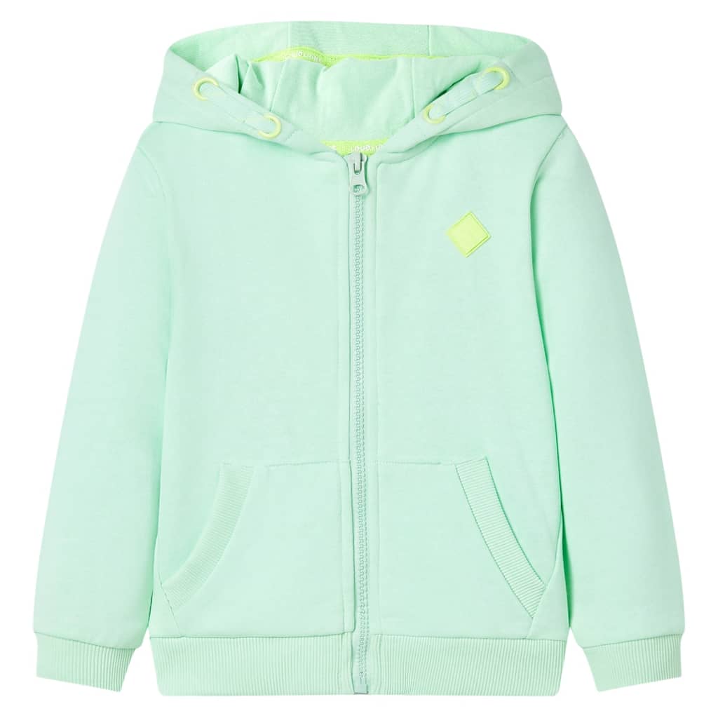 Sweatshirt para criança com capuz e fecho verde-brilhante 128
