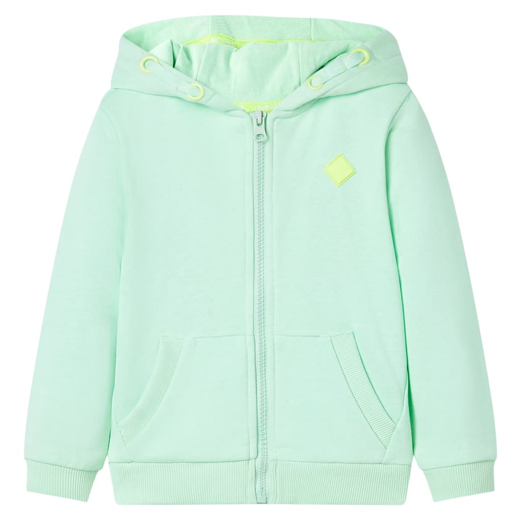 Sweatshirt para criança com capuz e fecho verde-brilhante 128