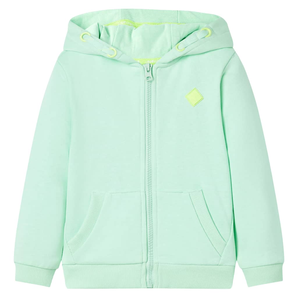 Sweatshirt para criança com capuz e fecho verde-brilhante 128
