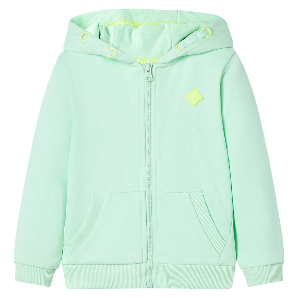 Sweatshirt para criança com capuz e fecho verde-brilhante 128