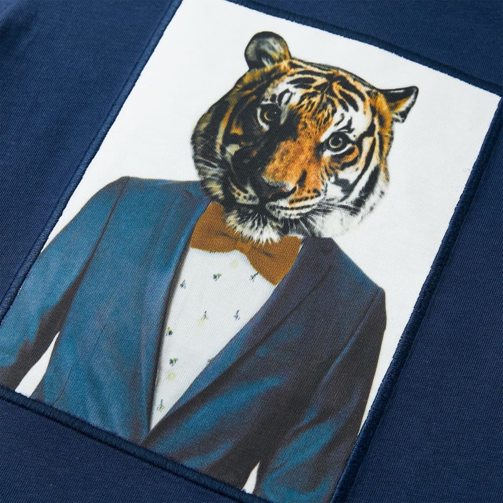 T-shirt de manga curta para criança azul-escuro 140