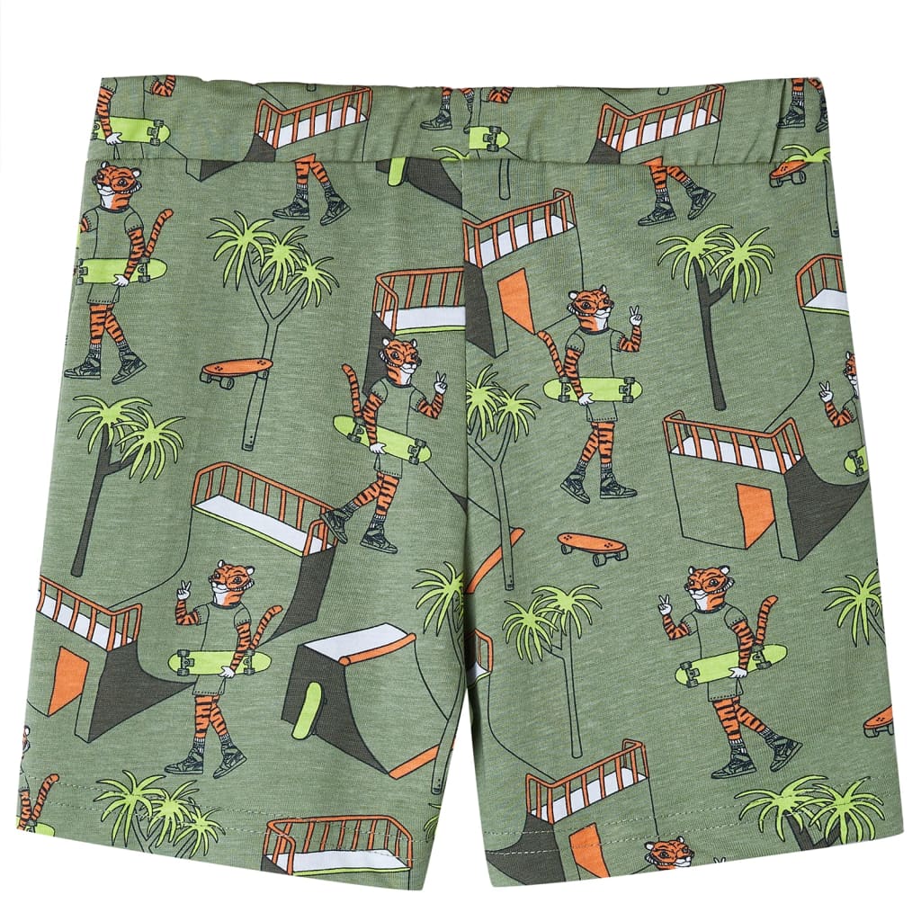 Pijama de manga curta para criança caqui-claro 140