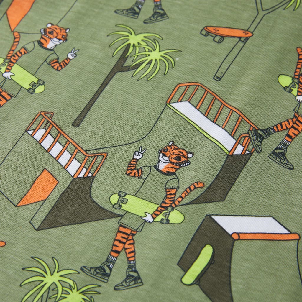 Pijama de manga curta para criança caqui-claro 140