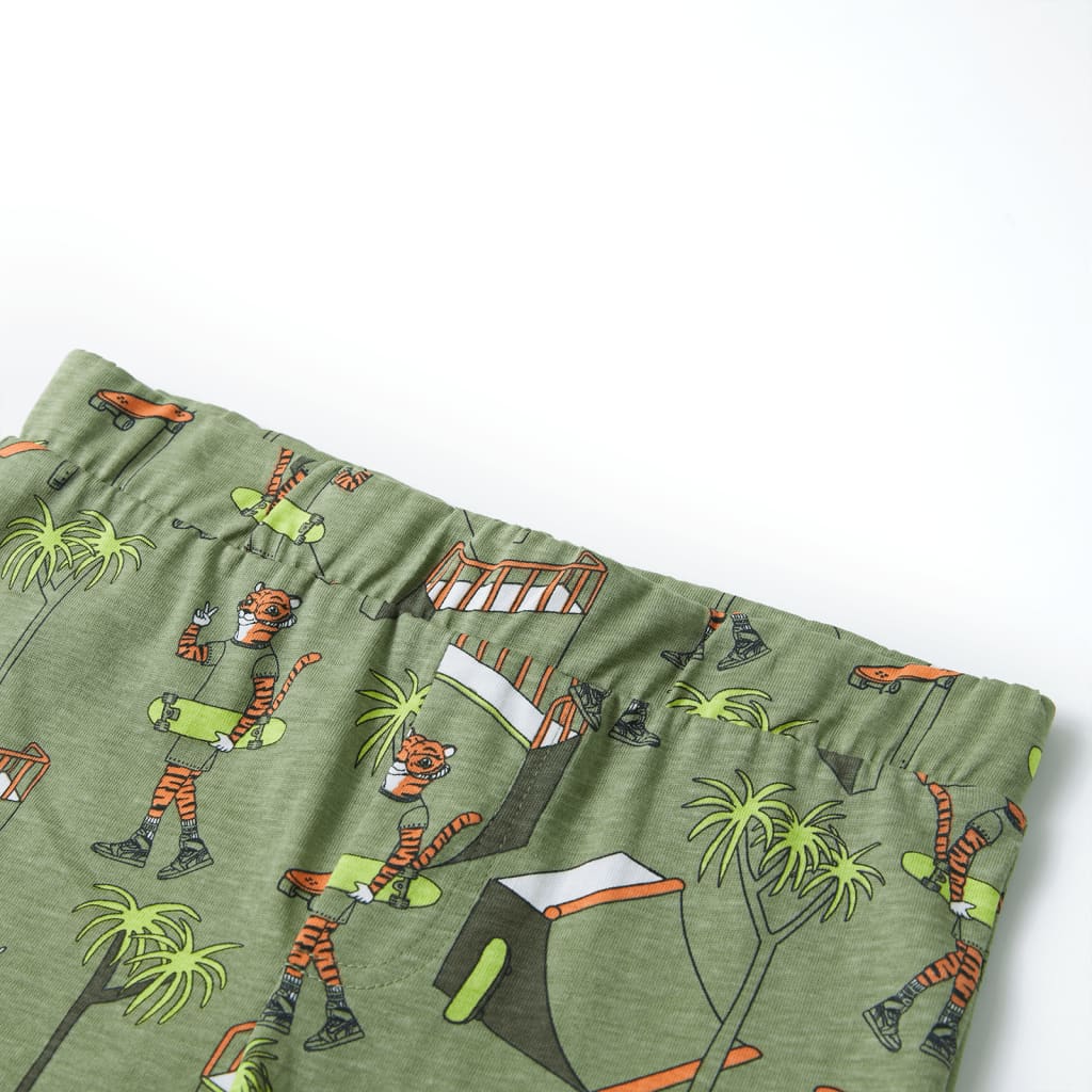 Pijama de manga curta para criança caqui-claro 140