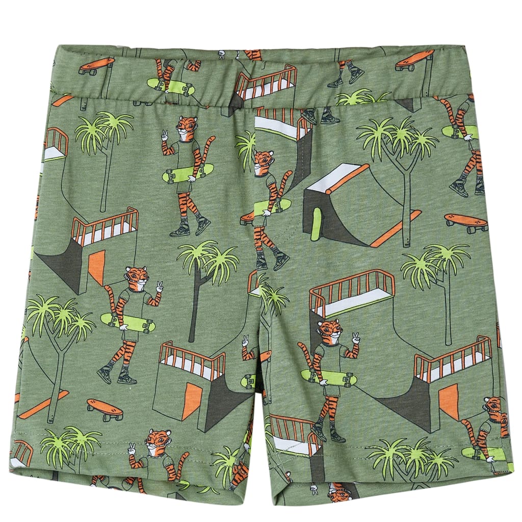 Pijama de manga curta para criança caqui-claro 140