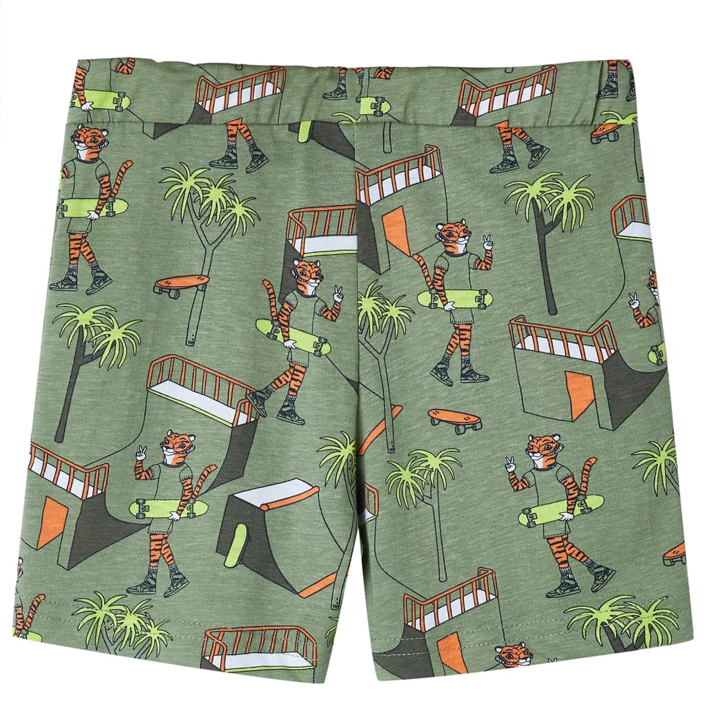 Pijama de manga curta para criança caqui-claro 140