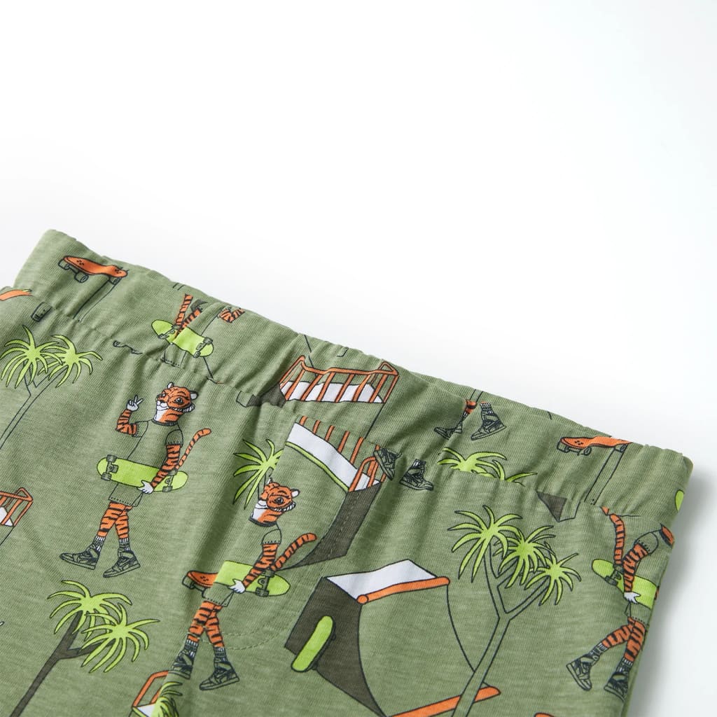 Pijama de manga curta para criança caqui-claro 140