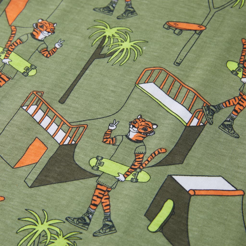 Pijama de manga curta para criança caqui-claro 140