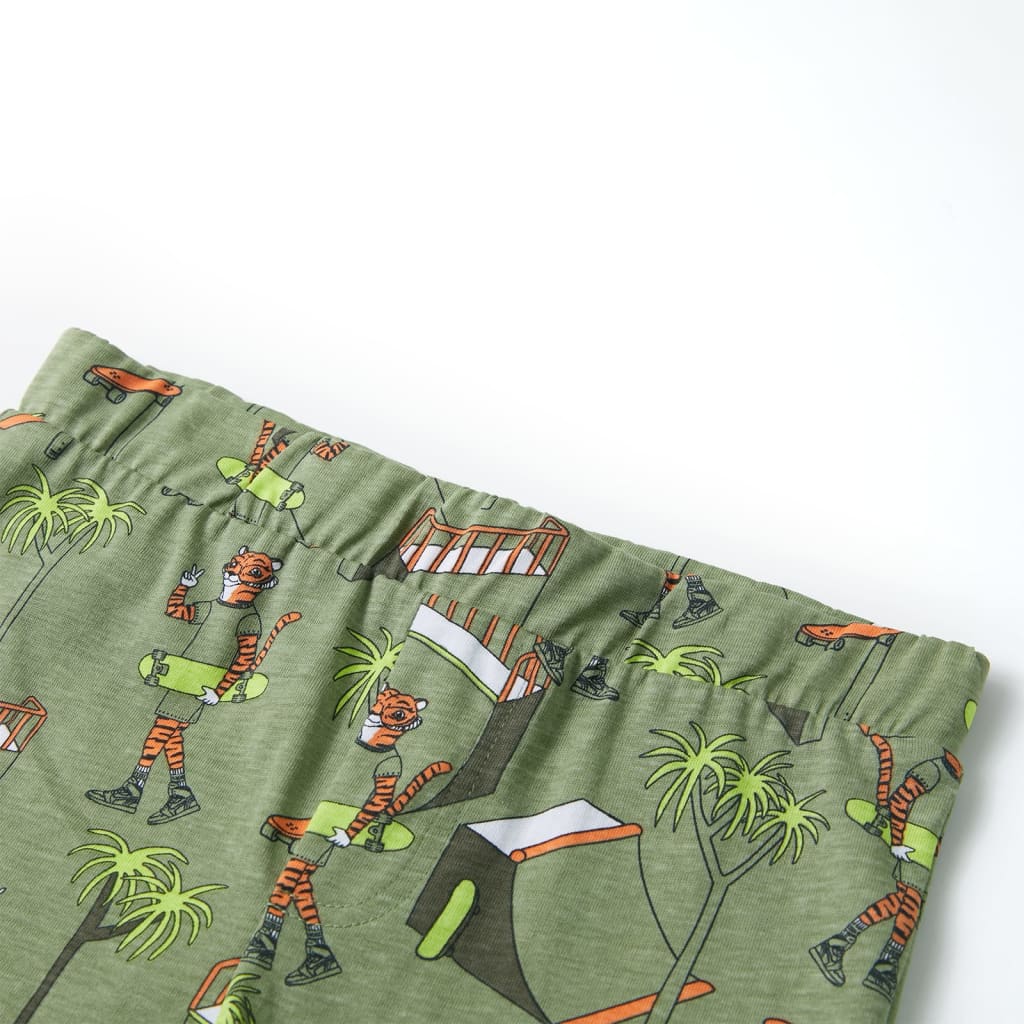 Pijama de manga curta para criança caqui-claro 140