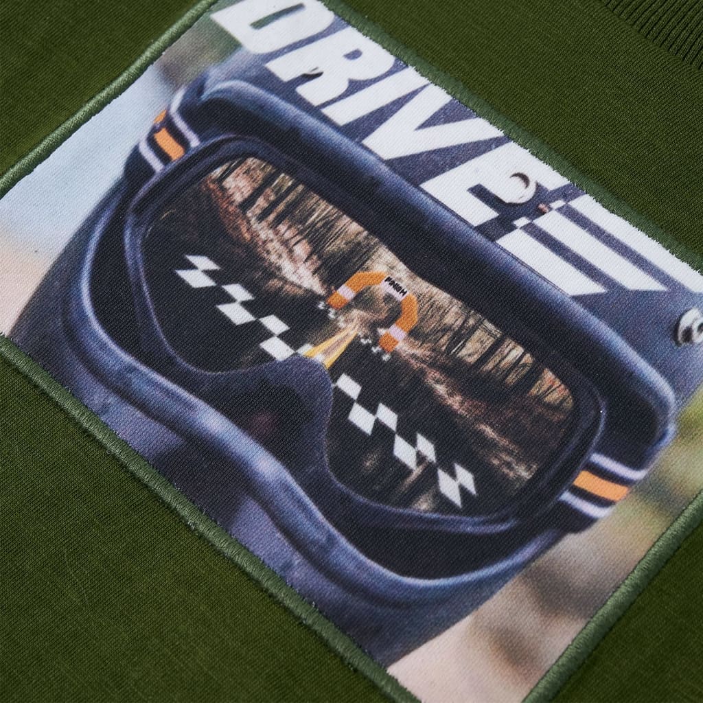 T-shirt de manga comprida para criança caqui-escuro 140