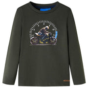 T-shirt de manga comprida para criança cor caqui 128