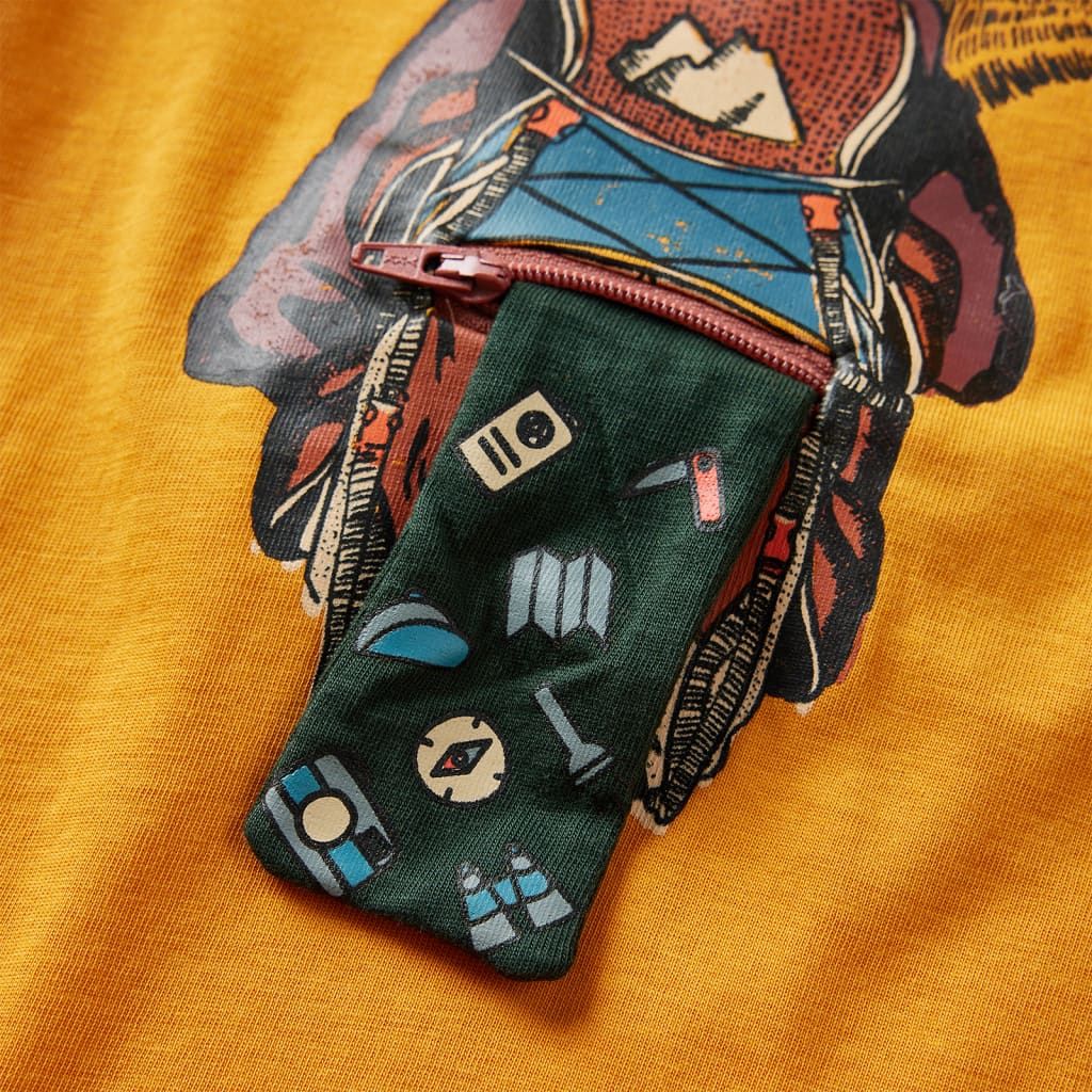 T-shirt de manga comprida para criança cor ocre 140