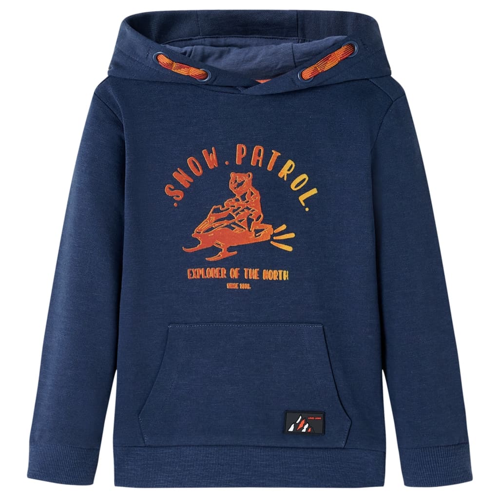 Sweatshirt para criança com capuz azul-marinho mesclado e laranja 128