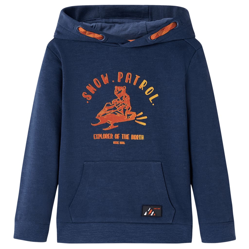 Sweatshirt para criança com capuz azul-marinho mesclado e laranja 128