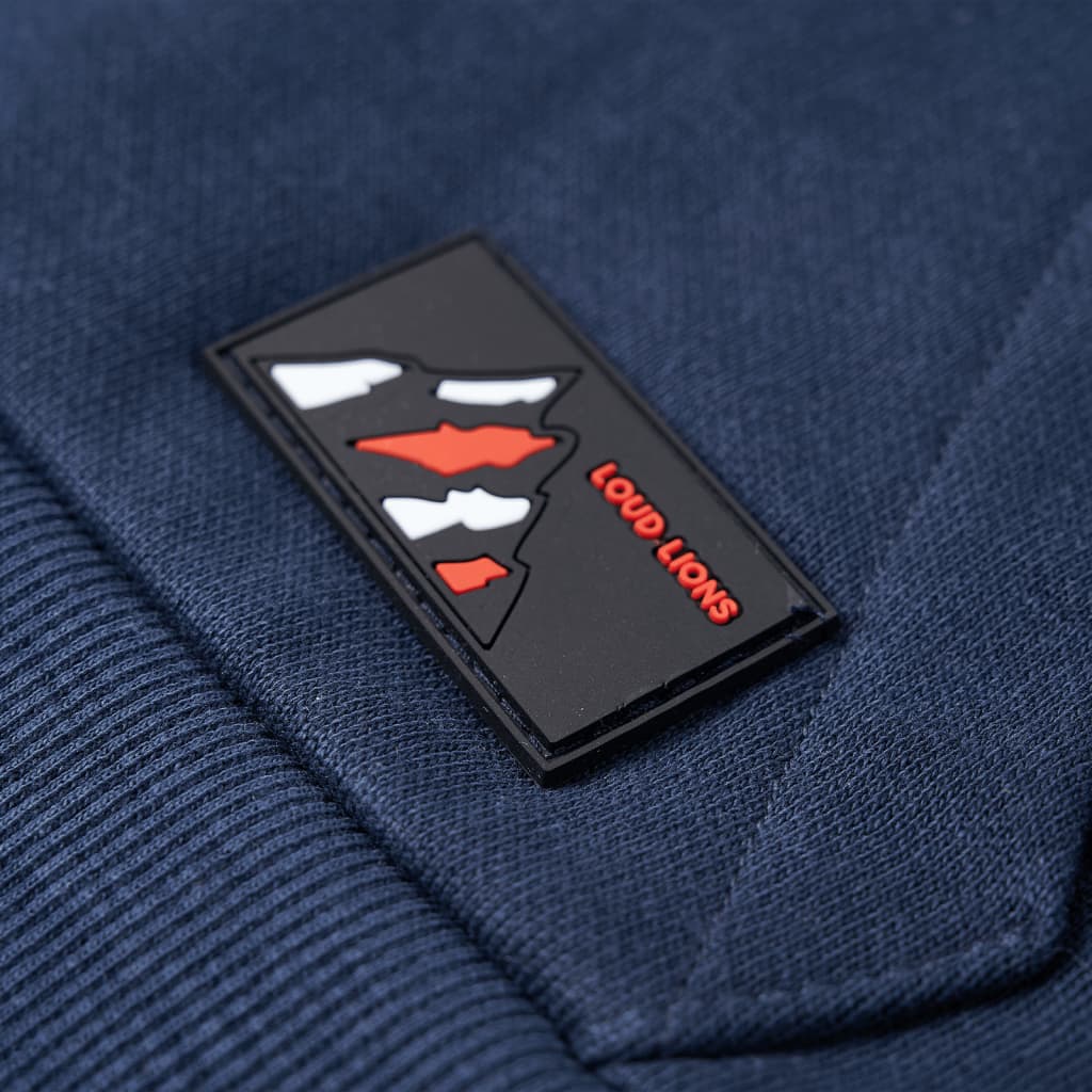 Sweatshirt para criança com capuz azul-marinho mesclado e laranja 128