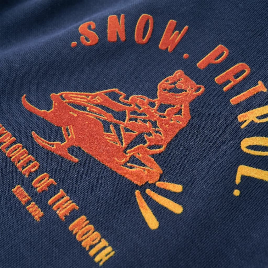 Sweatshirt para criança com capuz azul-marinho mesclado e laranja 128