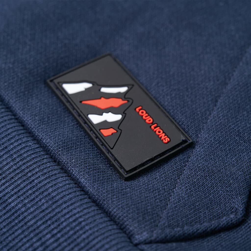 Sweatshirt para criança com capuz azul-marinho mesclado e laranja 128