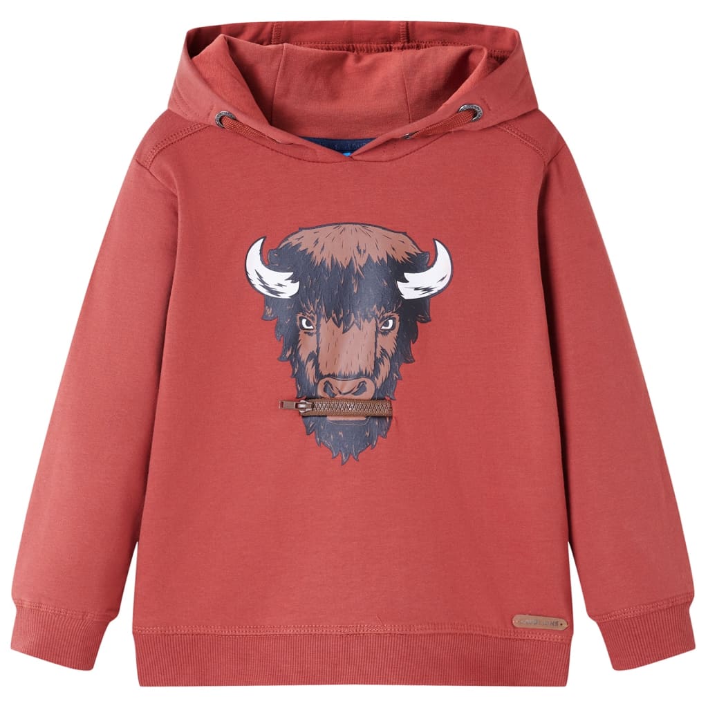 Sweatshirt infantil com capuz vermelho-queimado 140