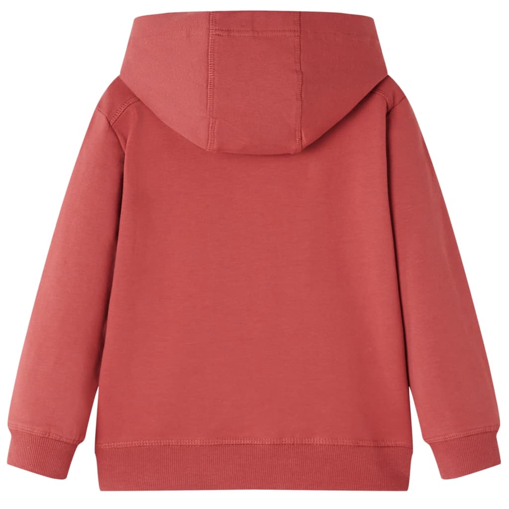Sweatshirt infantil com capuz vermelho-queimado 140