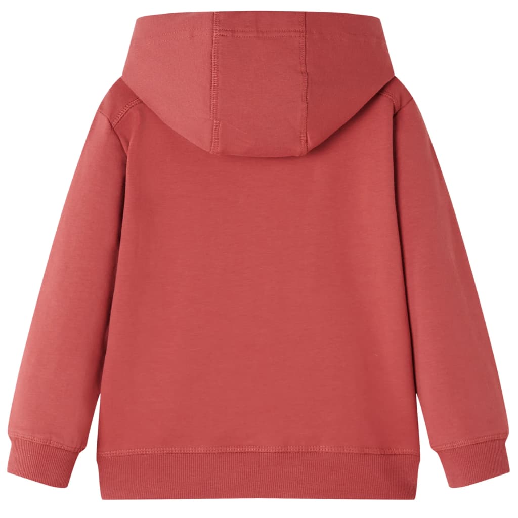 Sweatshirt infantil com capuz vermelho-queimado 140
