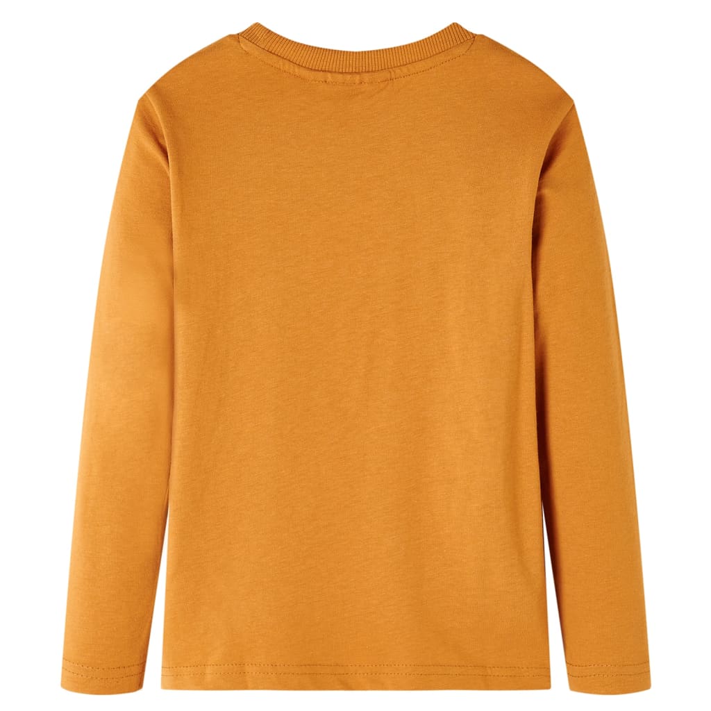 T-shirt de manga comprida para criança ocre-escuro 128