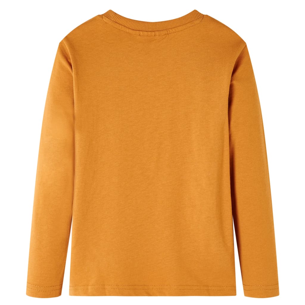 T-shirt de manga comprida para criança ocre-escuro 128