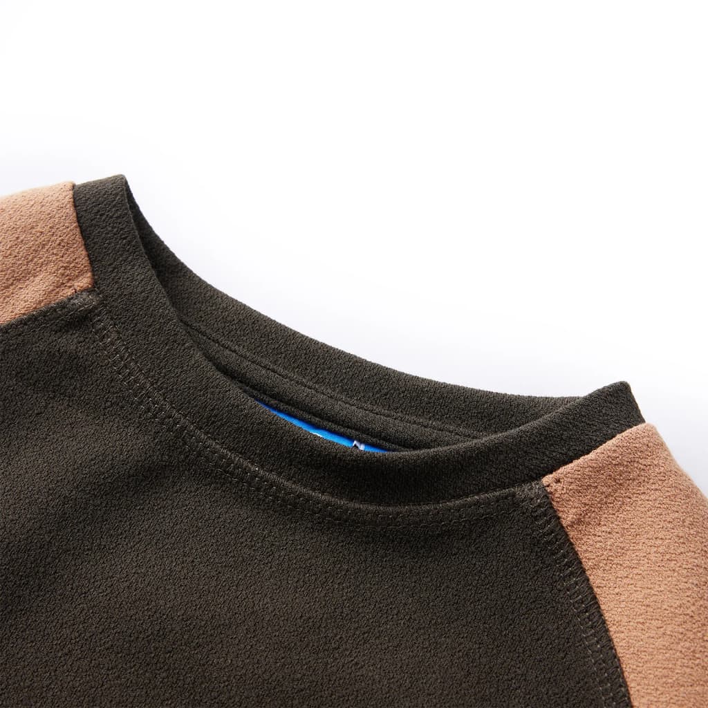 Sweatshirt para criança cor caqui-escuro e camel 128