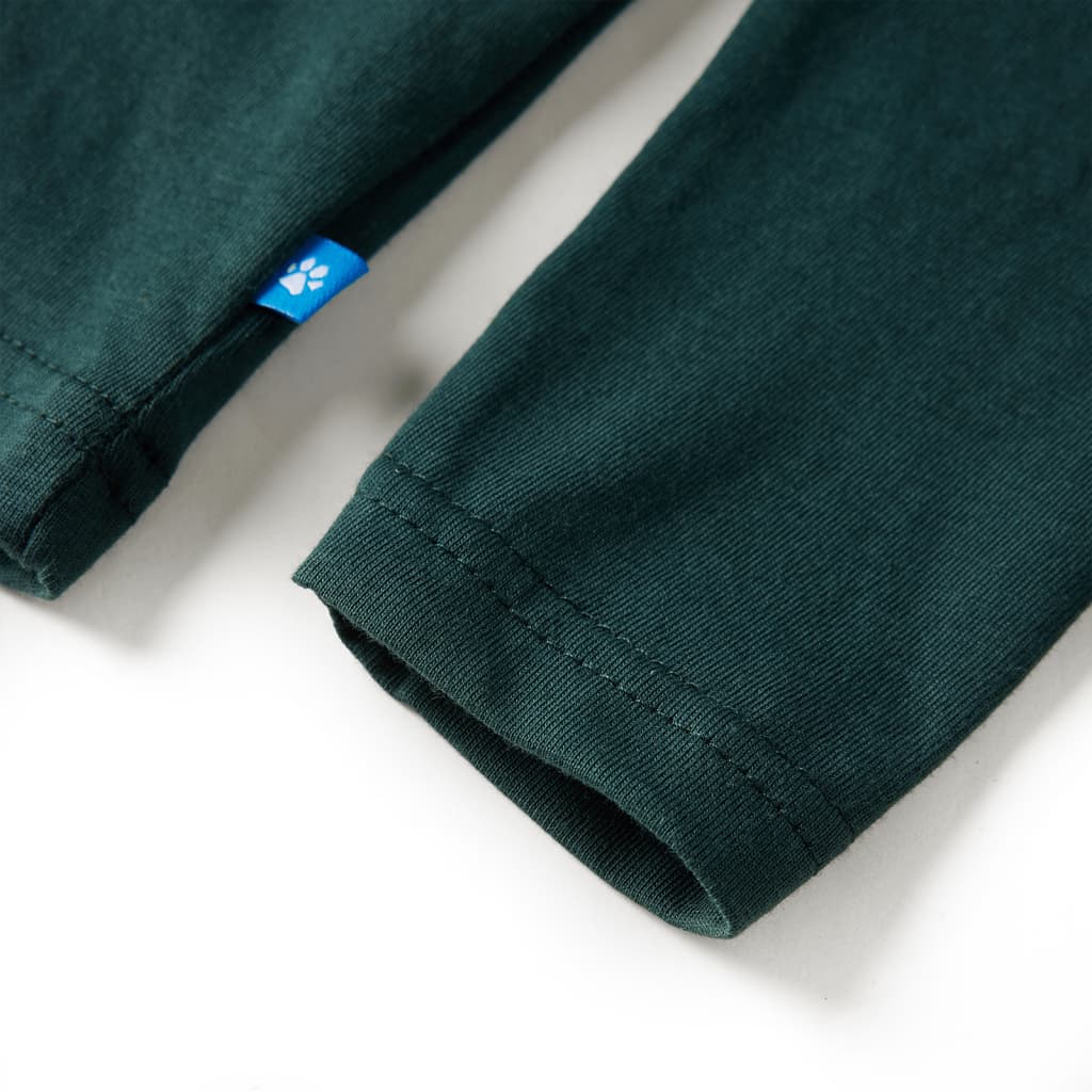 T-shirt de manga comprida para criança verde-escuro 128