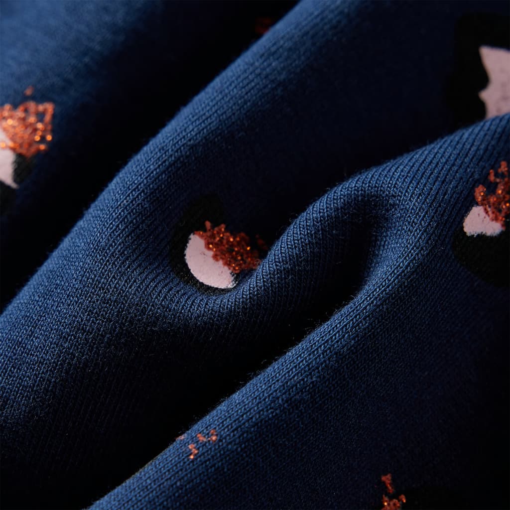 Vestido de manga comprida para criança azul-escuro 140