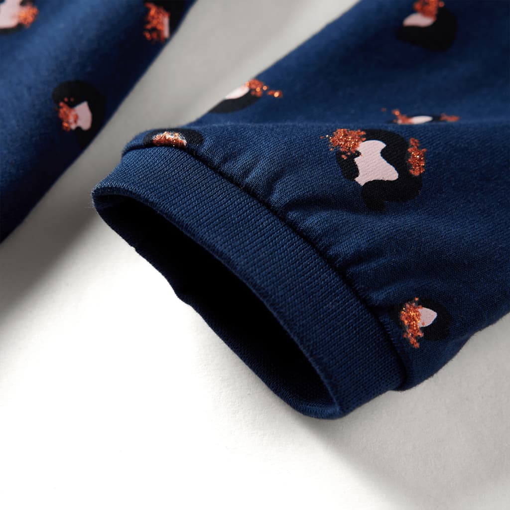 Vestido de manga comprida para criança azul-escuro 140