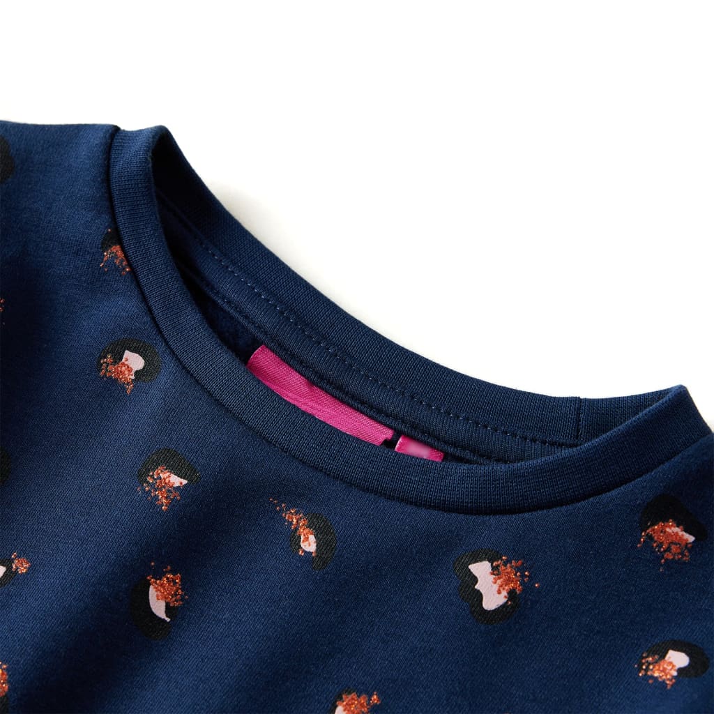 Vestido de manga comprida para criança azul-escuro 140