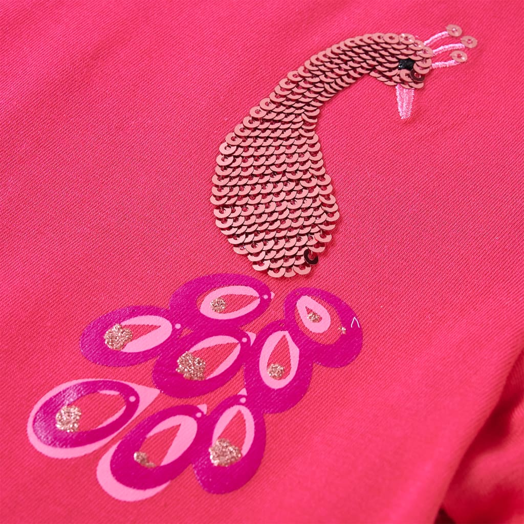 T-shirt de manga comprida para criança rosa-choque 140