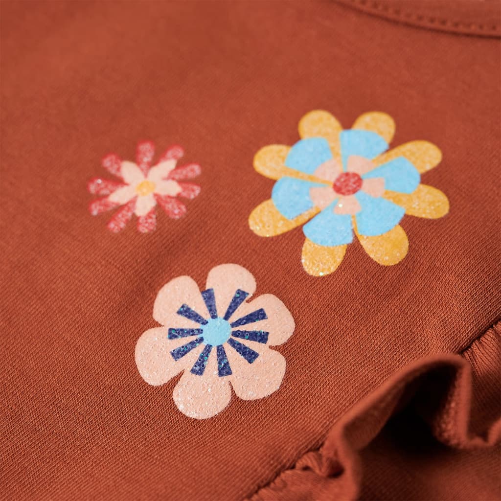 T-shirt de manga comprida para criança ocre-escuro 140