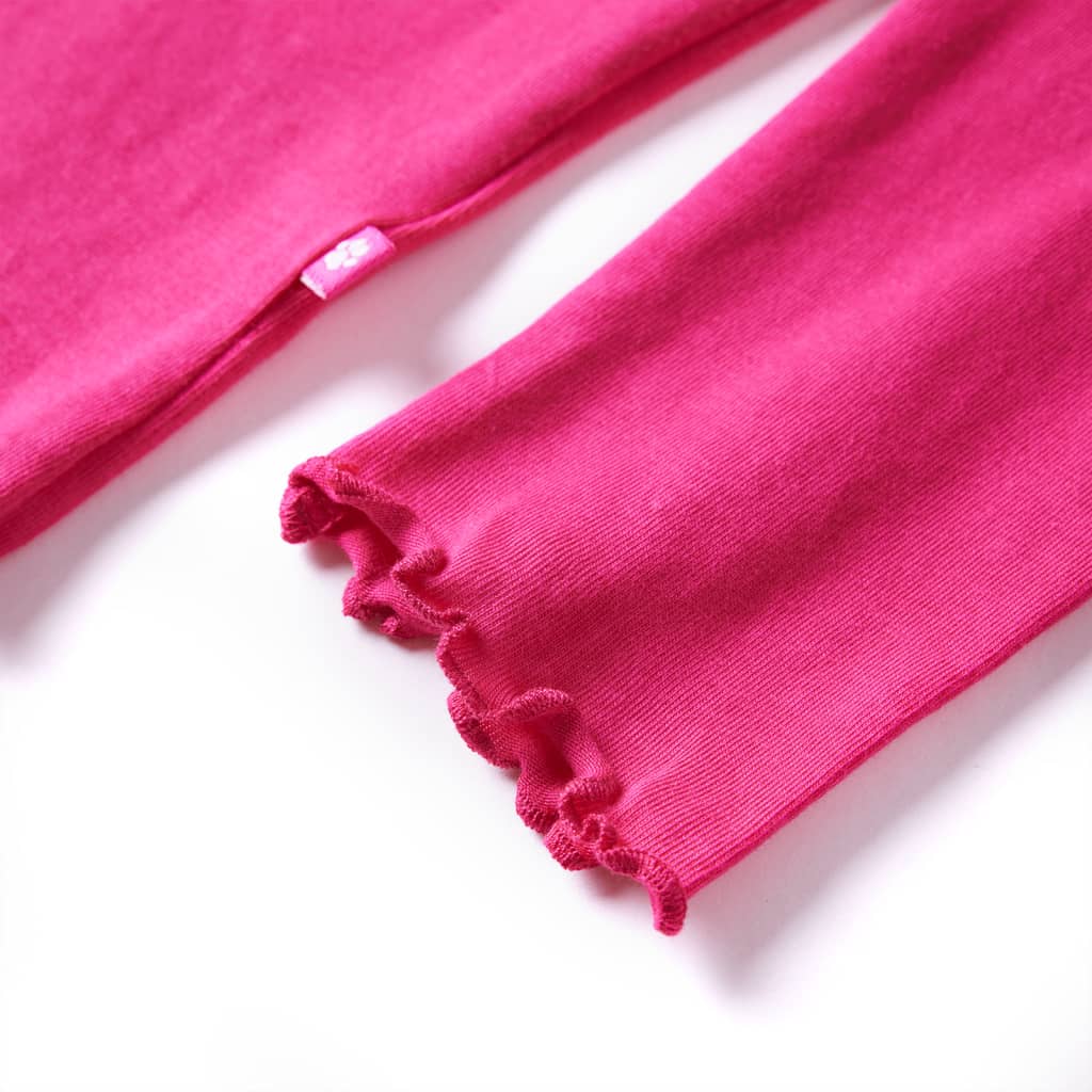 T-shirt de manga comprida para criança rosa-choque 128