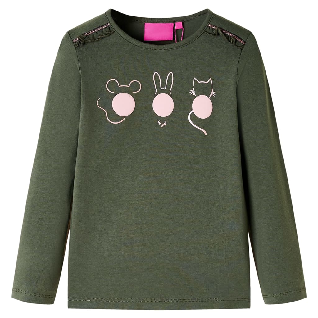 T-shirt de manga comprida para criança cor caqui 140