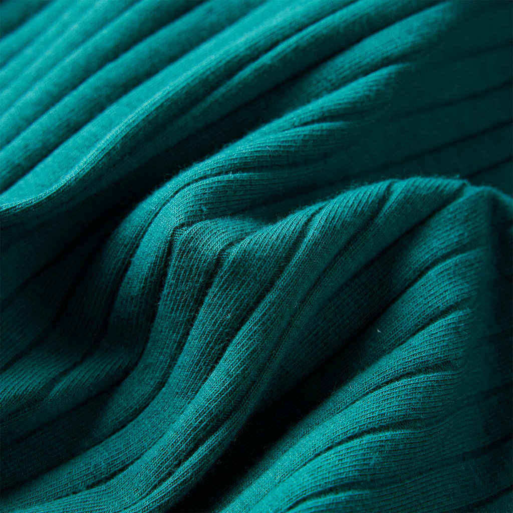 T-shirt manga comprida p/ criança malha canelada verde-escuro 140