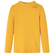 T-shirt manga comprida p/ criança malha canelada ocre-escuro 116