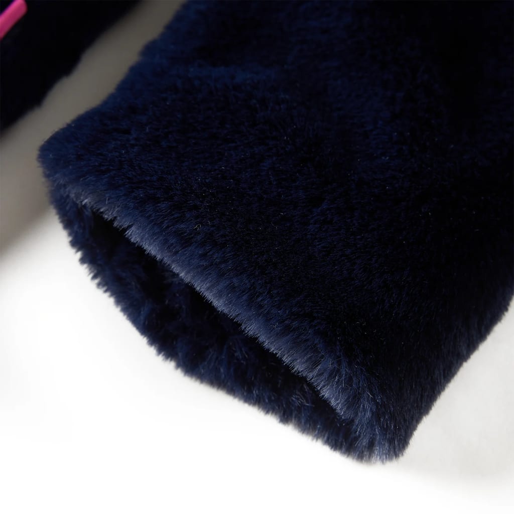 Casaco para crianças pelo sintético azul-marinho 128