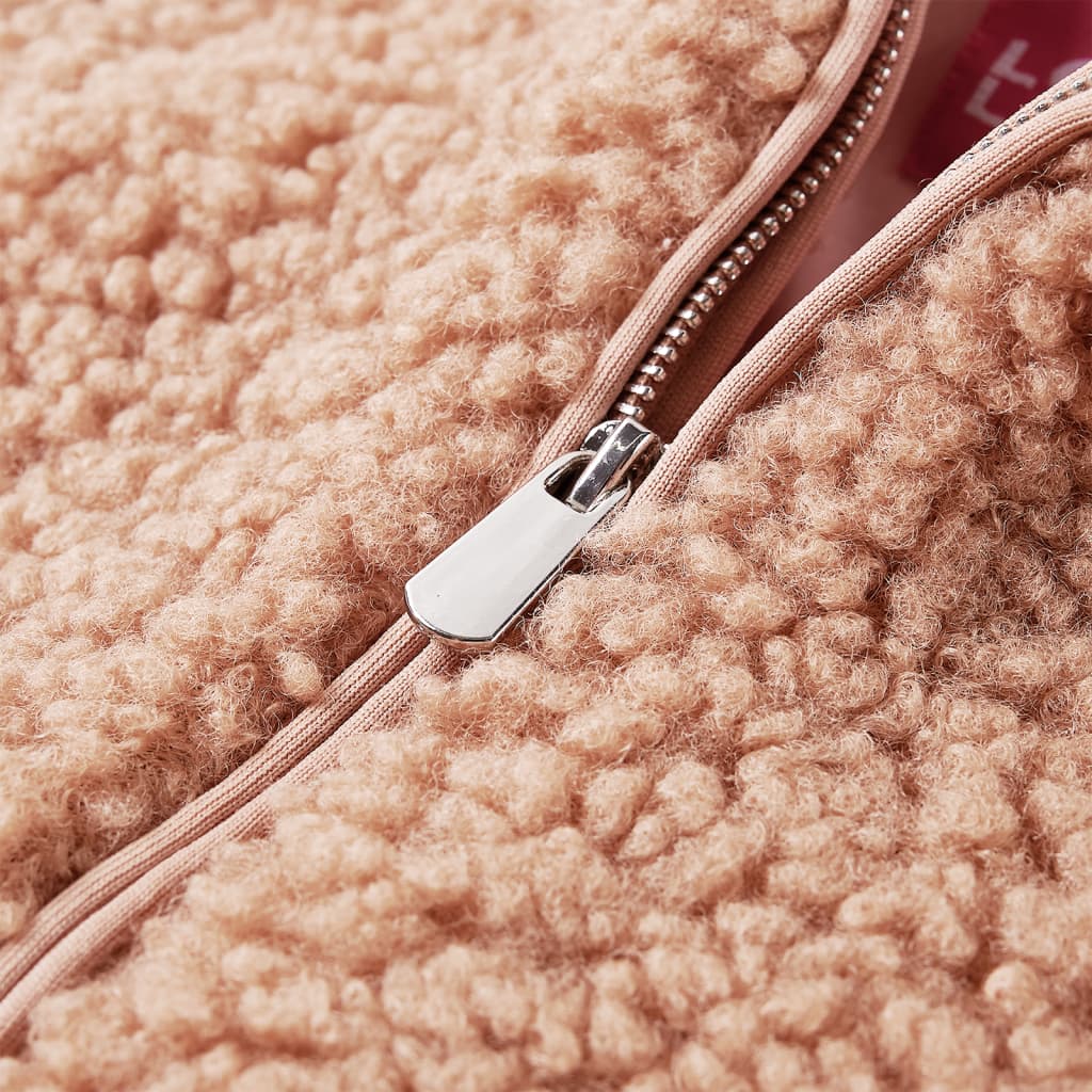 Casaco Teddy c/ capuz para criança pelo sintético conhaque-claro 116