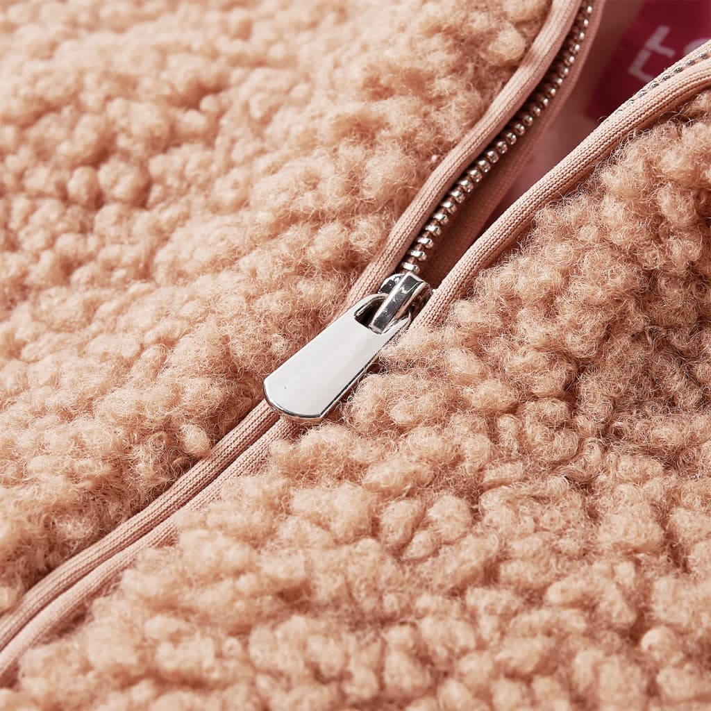 Casaco Teddy c/ capuz para criança pelo sintético conhaque-claro 116