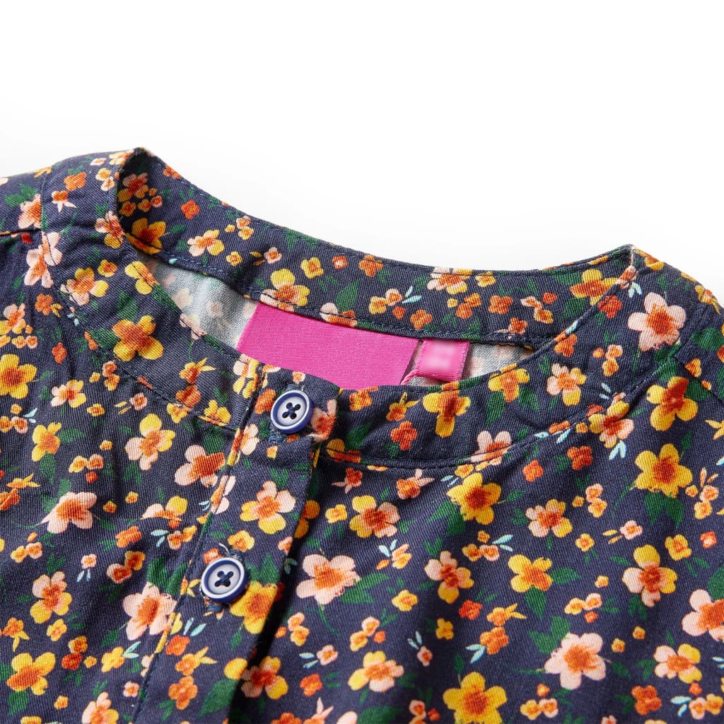 Vestido de manga comprida para criança azul-marinho 140