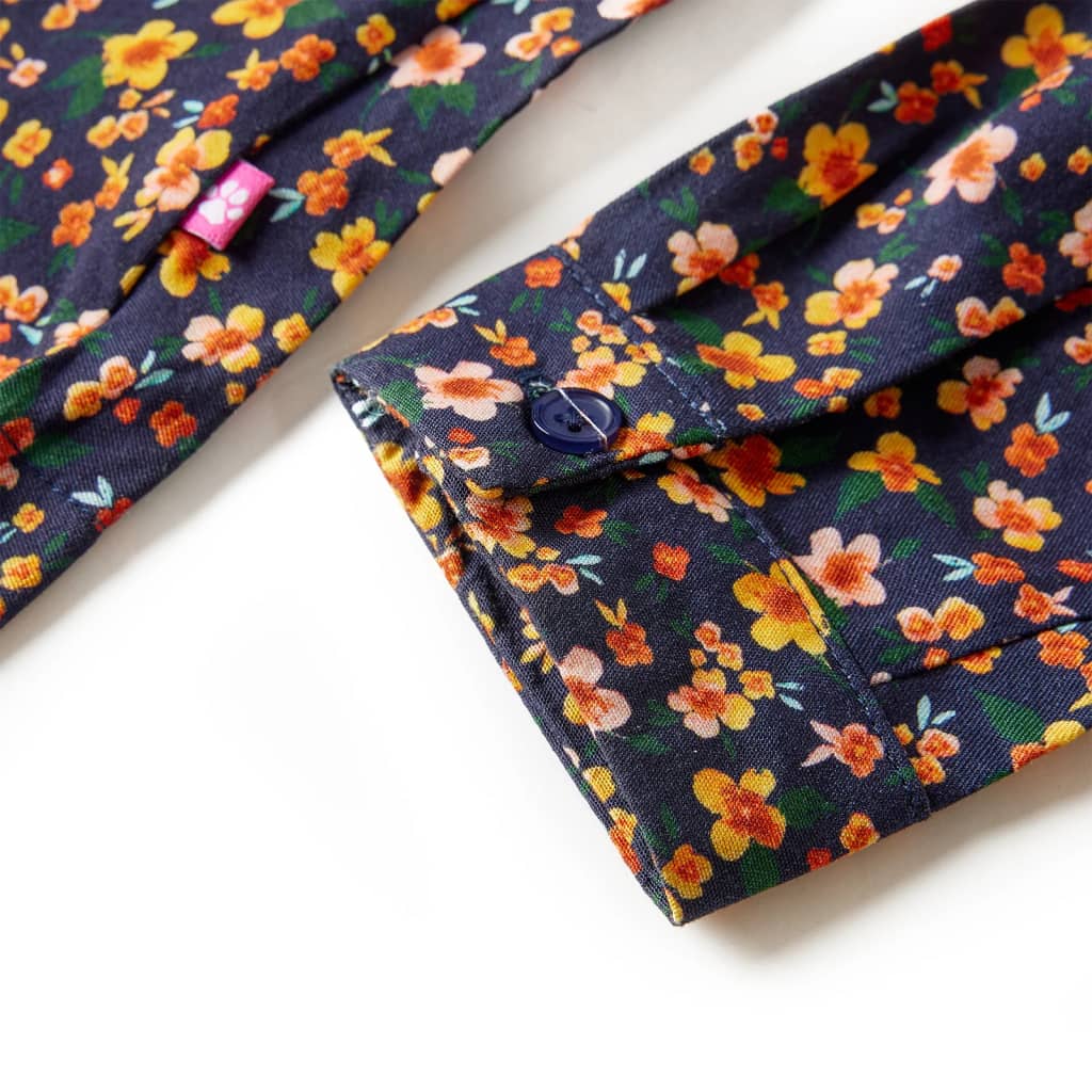 Vestido de manga comprida para criança azul-marinho 140