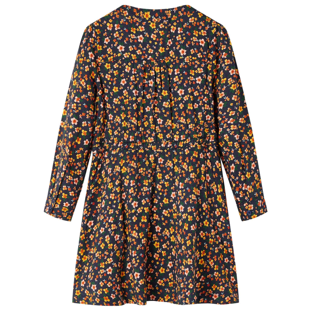 Vestido de manga comprida para criança azul-marinho 140