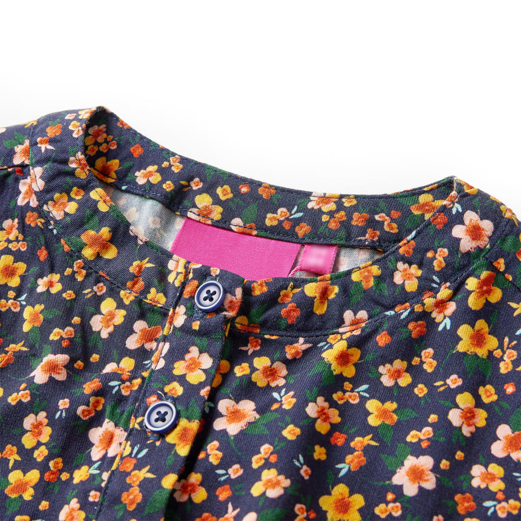 Vestido de manga comprida para criança azul-marinho 140