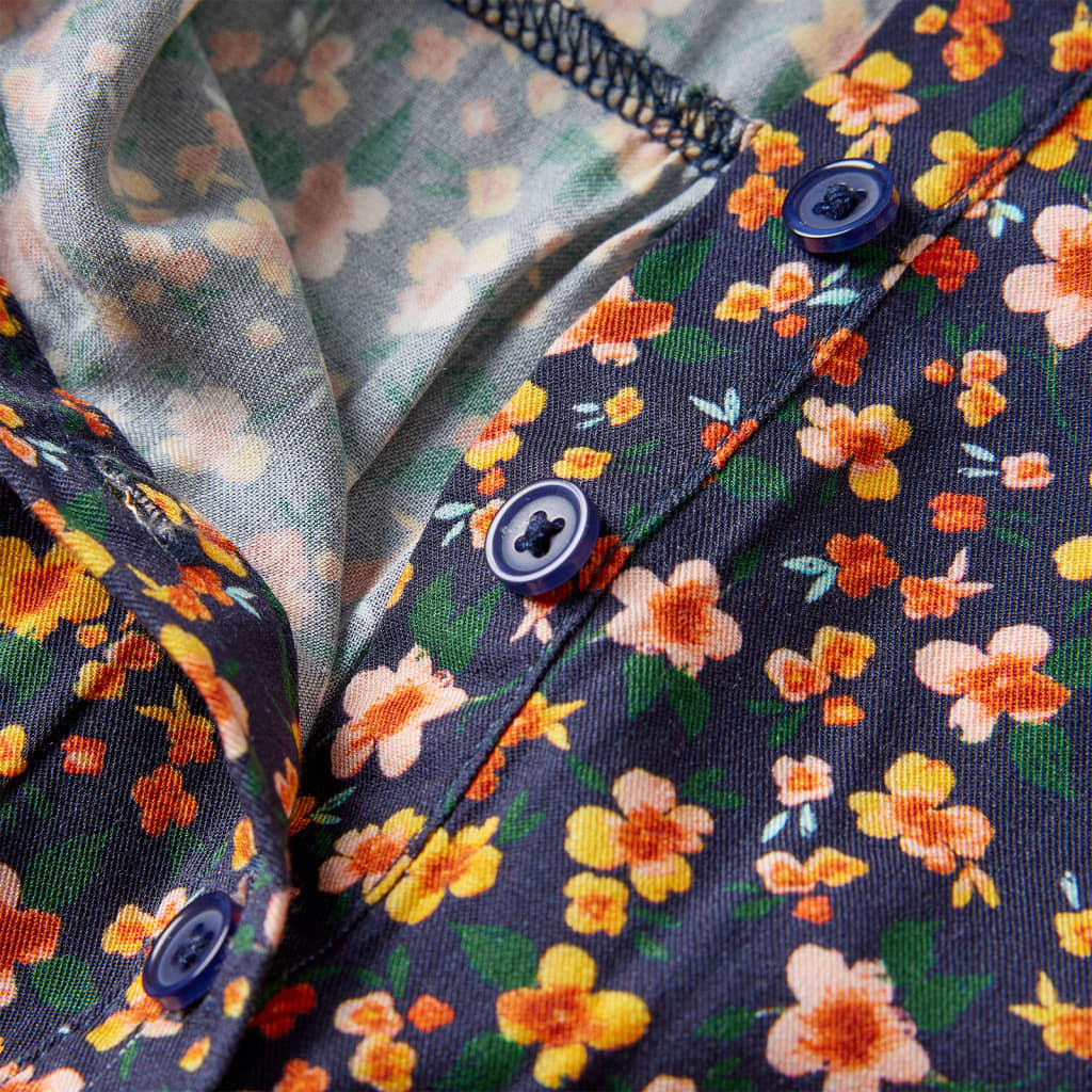 Vestido de manga comprida para criança azul-marinho 140