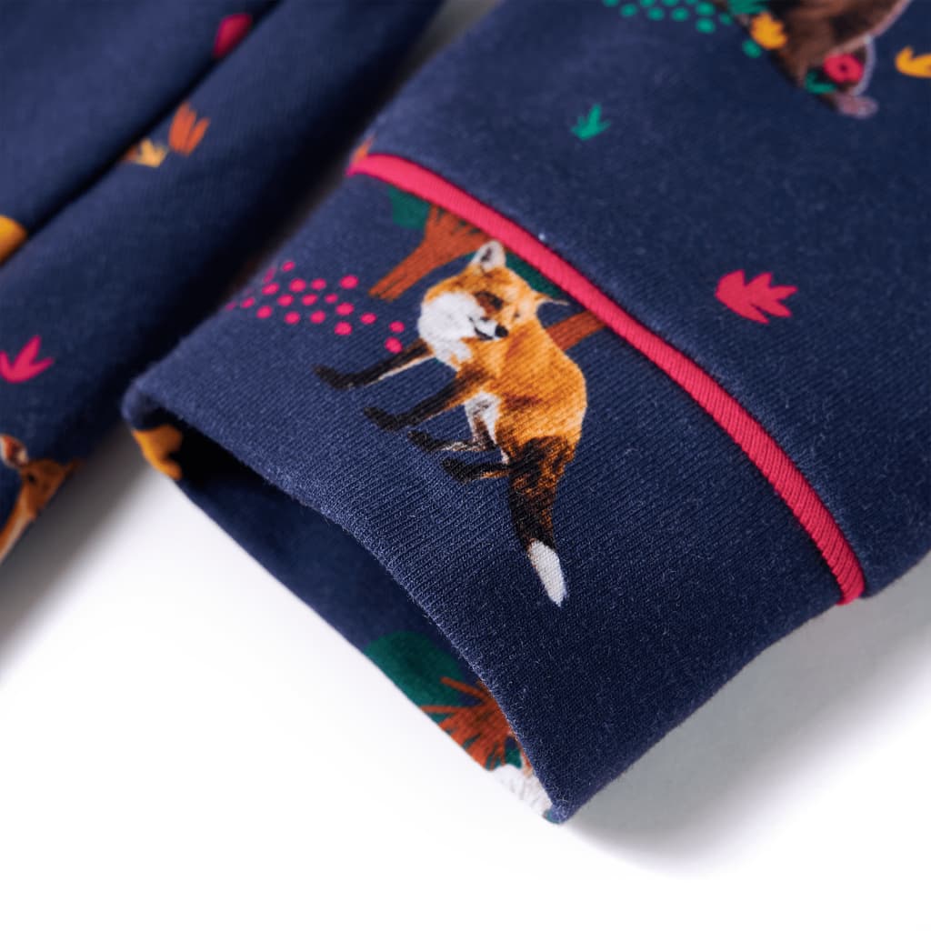 Vestido p/ criança c/ manga comprida e cordão azul-marinho 140